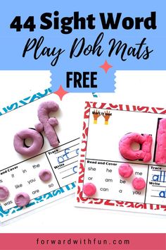 sample playdough mats for the sight words of and all Playdough Sight Words, Playdoh Mats, Word Flashcards, Rainbow Words, I'm So Tired, Sight Word Flashcards, Tricky Words