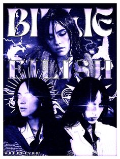 an advertisement for the band blue crush featuring two women in black and white, one with her eyes closed