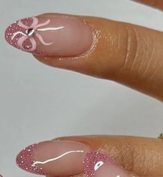 Nail Art Ribbon, Coquette Nails, Pretty Gel Nails, Cute Gel Nails, Soft Nails, Xmas Nails, Fire Nails, Funky Nails