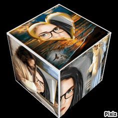 a cube with two pictures of people on it and the words'breaking point'in front of them