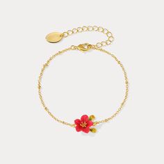 Begonia Flower Bracelet Red Begonia, Begonia Flower, Surf Jewelry, 18k Gold Bracelet, Bee Necklace, Bee Earrings, Jewelry Essentials, Jewelry Lookbook, Cat Necklace