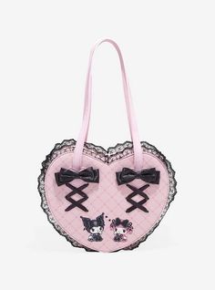 Her Universe My Melody X Kuromi Lolita Figural Heart Bag | Hot Topic My Melody X Kuromi, Her Universe, Heart Bag, Baguette Bag, Pretty Bags, Guitar Strap, Kawaii Clothes, My Melody, Cute Bags