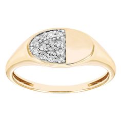 Accessorize in style with this Boston Bay Diamonds 14k gold over sterling silver 1/6 carat T.W. diamond signet oval ring. Click on this JEWELRY & WATCHES GUIDE to learn about fit, styles, materials and more! Accessorize in style with this Boston Bay Diamonds 14k gold over sterling silver 1/6 carat T.W. diamond signet oval ring. Click on this JEWELRY & WATCHES GUIDE to learn about fit, styles, materials and more! FEATURES Width: 1.7 mm Nickel free Metal: sterling silver Plating: 14k gold Finish: polished Packaging: boxedDIAMOND DETAILS Total weight: 1/6 ct. Color grade: H-I Clarity: I2-I3 Shape: round Setting: pave Gemstones may have been treated to enhance their appearance. Special care may be required. Please visit our Gemstone Treatment & Special Care Guide for more information. Diamond Right Hand Rings, Oval Ring, Oval Rings, Womens Jewelry Rings, Pave Diamonds, Rings Statement, Gold Finish, Jewelry Ideas, Statement Rings