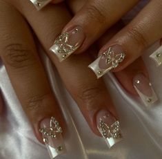 Prom Nail Inspo, Sweet 16 Nails, Champagne Nails, Quince Nails, Quinceanera Nails, Gold Acrylic Nails, Prom Nail, Tattoo Design Ideas