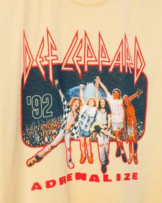 Elevate your style with our Women's Def Leppard '92 Vintage Tee. A tribute to the iconic band's epic 1992 tour, this shirt channels the spirit of rock 'n' roll. With classic design and a nod to Def Leppard's legendary sound, wear it proudly and let your fashion roar with retro rock vibes. Shop the rest of our Def Leppard Collection HERE and Shop the rest of our Music Collection HERE. Band Merch T-shirt With Vintage Print, Def Leppard Teacher Shirt, Vintage Band T Shirts Rockabilia, Def Leppard Graphic Tee, Def Leppard Concert, 35th Anniversary, Def Leppard, Rock N, Vintage Tees