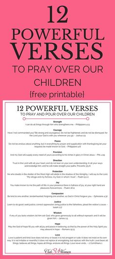 the front cover of twelve powerful verses to pray over our children