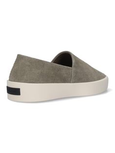 Fear Of God espadrilles sneakers in grey suede with slip-on fit, logo label detail on the back, white rubber sole. Composition: 100% Leather Gray Sneakers For Summer, Gray Slip-on Sneakers For Summer, Casual Gray Slip-on Sneakers For Summer, Modern Textured Sole Slip-ons For Streetwear, Gray Round Toe Slip-on Sneakers For Summer, Casual Everyday Slip-ons With Stitched Sole, Modern Slip-on Sneakers With Contrast Sole For Spring, Gray Slip-ons With Rubber Sole For Summer, Gray Slip-on Flat Sneakers