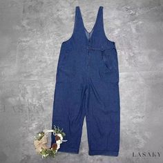 Lasaky - Womens Wide-leg Denim Jumpsuit with Loose Fit and Thin Buttons Cotton Jumpsuit, Strapless Jumpsuit, Pant Length, Wide Leg Denim, Denim Jumpsuit, Olivia Mark, Dressmaking, Jumpsuits For Women, Wide Leg Pants