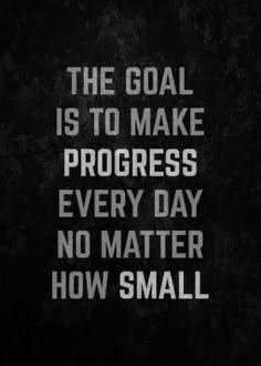 the goal is to make progress every day no matter how small it is