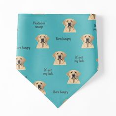 a blue neck tie with a dog's face on it