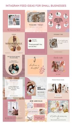 Neutral pink instagram feed design layout template.Contains instagram post ideas for small businesses.Contains images of jewellery,perfumes,skincare products and other graphics and image designs. Skincare Business Instagram Feed, Insta Theme Ideas For Business, Theme For Instagram Posts, Small Business Instagram Feed Ideas, Small Business Feed Ideas, Color Palette Instagram Post, Aesthetic Small Business Instagram Feed, Them Instagram Post, Instagram Theme For Business