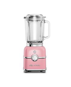 a pink blender sitting on top of a white table