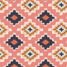 an orange and blue geometric pattern