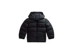 Polo Ralph Lauren Kids Water-Repellent Down Jacket (Toddler) - Boy's Clothing : Polo Black : The primary materials that compose this product contain a minimum of 20 percent recycled content. ; This Polo Ralph Lauren Kids Water-Repellent Down Jacket features a zip-off hood, 650-fill-power down, and water-repellent polyester fabric that's made from recycled materials. Shell made with recycled polyester, which helps lessen environmental impact by reducing landfill waste and the use of virgin raw ma Ralph Lauren Kids Jacket, 1996 Retro Nuptse Jacket, Retro Nuptse Jacket, North Face Kids, Polo Ralph Lauren Kids, Kids Water, Ralph Lauren Kids, White Ducks, Toddler Boy Outfits