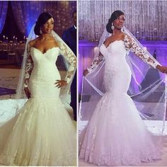 two pictures of the same woman in wedding dresses