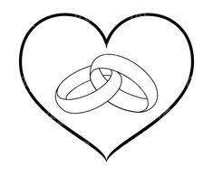 a heart with two intertwined rings in the shape of a love knot on it