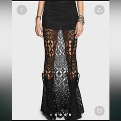 Crochet Maxi Skirt Widow Clothing, Skirts Crochet, Long Black Maxi Skirt, Thrift Manifestation, Sequin Outfits, Crochet Construction, Conservative Outfits, Crochet Maxi Skirt, Mesh Maxi Skirt