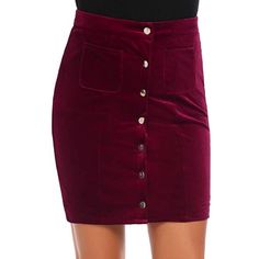 Beautiful Dark Red/Maroon Velvet Skirt With Front Pockets And Silver Buttons, Fully Lined. New With Tags. Small Runs A Tiny Bit Big (More Like A J. Crew Small). Is Typically High Waisted. Waist: 13.25 Inches, Length: 18.5 Inches. Red Mini Skirt With Button Closure, Red Buttoned Skirt, Fitted Red Skirt With Button Closure, Red Fitted Skirt With Buttons, Fitted Red Skirt With Buttons, Burgundy Mini Skirt For Fall, Red Velvet Skirt, Dark Red Velvet, Dark Red Maroon