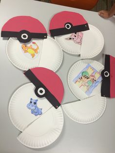 paper plates with pokemon pictures on them