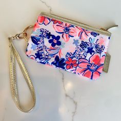 Nwt Lilly Pulitzer Ziptop Wristlet Wallet Print Is "Party Like A Lobstar" New With Tags In Plastic, Only Taken Out For Photos. Wristlet Wallet With Removable Gold Strap And Key Ring. Exterior Pocket For Phone And Larger Interior Zippered Pocket Lined In Bright Pink. Pink Wristlet For Everyday Use In Spring, Trendy Pink Wristlet For Spring, Pink Spring Wristlet, Pink Pouch Wristlet For Spring, Spring Pink Pouch Wristlet, Pink Wristlet With Zipper Pouch As Gift, Spring Gift Pouch Wristlet, Lilly Pulitzer Party, Wristlet Wallet