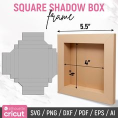 the square shadow box is shown with measurements