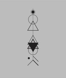 three geometric shapes are shown in black and white on a gray background, with the third one being an upside down triangle