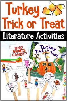 turkey trick or treat literature activities for kids to learn about the thanksgiving holiday and fall