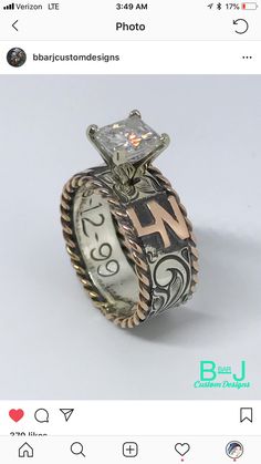 an image of a ring that has been made with the initials and numbers on it