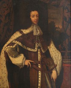 an old painting of a man wearing a regal dress and holding a cane in his right hand