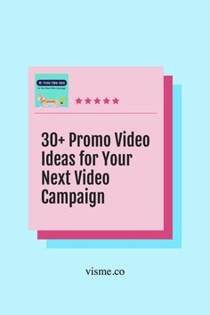 the cover of 30 + video ideas for your next video campaign by vime co