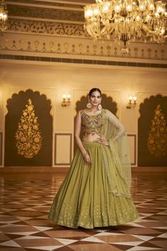 Buy Designer Olive Green Color Sequence Embroidered Work Lehenga Choli Sequins Lehenga Choli, Sequins Lehenga, Lehenga Choli Latest, Blouse Lehenga, Bridesmaid Lehenga, Reception Lehenga, Yellow Lehenga