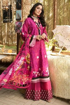 Ansab Jahangir, Latest Salwar Suits, Pakistani Suit, Pakistan Fashion, Embroidered Sleeves, Chiffon Dupatta, Embroidered Neckline, Stylish Dress Designs, Shades Of Pink