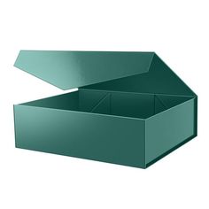 an open green box on a white background