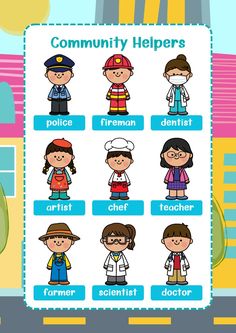 the community helpers poster is shown