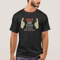 Best Dad Ever Pointing Fingers Custom Kids Names T-Shirt - tap, personalize, buy right now! #TShirt #best #dad #ever #funny #fathers Class Reunion Shirts, Reunion Shirts, Retro Birthday, Class Reunion, Old T Shirts, 40th Birthday Gifts, Custom Holiday Card, Vintage Tshirts, Birthday Shirts