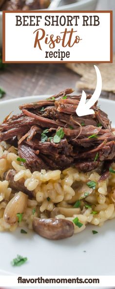 beef short rib risoto recipe on a plate