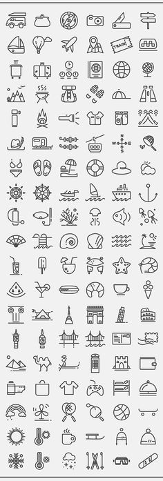 a large set of icons and symbols for different types of items in the form of letters