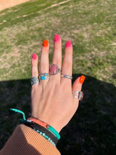 Lexi Hidalgo Rings, Lexi Hidalgo Nails, Lexi Nails, Lexi Hidalgo, Another Aesthetic, Nail Summer, Acrylic Nail Shapes, Colorful Nail, Jewelry Nails