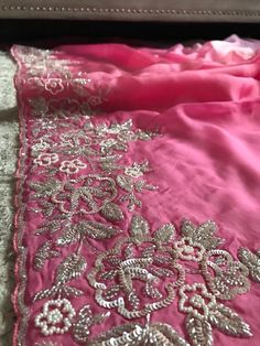 Ombre Shaded Pink Premium Pure Organza Silk drapes of luxury embellished with pearl sequins & contrast handwork bp  Prebooking 20 days approximately Silk Drapes, Chiffon Sarees, Organza Silk Saree, Embroidered Saree, Chiffon Saree, Fair Isle, Silk Saree, Silk Sarees, Beauty Book