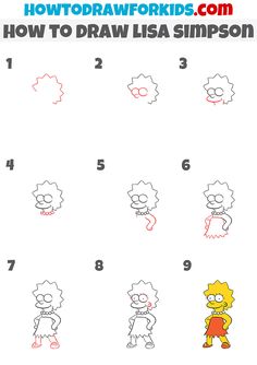 how to draw the simpsons character from the simpsons movie, step by step instructions for kids