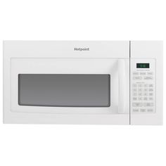 a white microwave oven with the door open and electronic controls on it's side