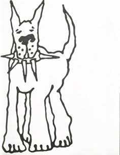 a black and white drawing of a dog