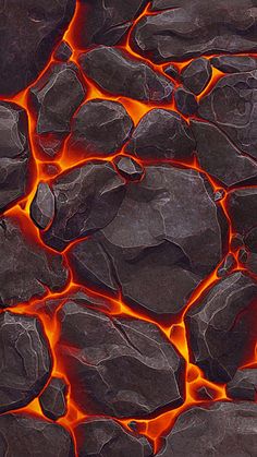 the lava rocks are glowing red and orange as if they were hot or cold enough to burn