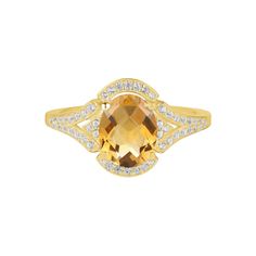 Add this beautiful 14K gold over silver citrine and lab-created white sapphire ring to your collection. Click on this JEWELRY & WATCHES GUIDE to learn about fit, styles, materials and more! Add this beautiful 14K gold over silver citrine and lab-created white sapphire ring to your collection. Click on this JEWELRY & WATCHES GUIDE to learn about fit, styles, materials and more! FEATURES Ring width: 19 mm. Shank style: solitaire Band fit: comfort fit Nickel free Metal: sterling silver Plating: 14k Solitaire Bands, White Sapphire Ring, White Sapphire, Pretty Jewellery, Rings Statement, Round Brilliant, Oval Shape, Citrine, Sapphire Ring