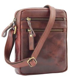 Trendy Fashion Luxury Brown Leather Unisex Cross Body Flight Bag Multi Zip Pockets Small Pouch, Womens Coats Jackets Flight Bag, Large Crossbody Bags, Messenger Bag Men, Mens Leather Bag, Small Pouches, Leather Cross, Leather Messenger Bag, Leather Travel, Leather Messenger