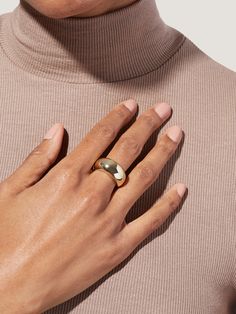 Gold Dome Ring, Unique Gold Rings, Make Your Outfit, Dome Ring, Solid Gold Earrings, Secret Ingredient, Domed Ring, Ring Size Guide, Favorite Rings