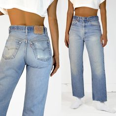 This vintage denim was produced over 20 years ago, giving it quality and character that can't be rivaled. No two pairs of jeans at DETOUR VINTAGE are the same--owning a pair is owning a piece of history. This pre-loved garment may show signs of age, but all of our denim is clean and ready to wear. MEASUREMENTS Waist: 30.5" | High hip: 35" | Low hip: 40.5" | Thigh: 23.5" | Rise: 11.5" | Inseam: 26.25" LEVI'S 501 | 100% COTTON | 1980s-1990s HIGH RISE | STRAIGHT LEG | BUTTON FLY | RED TAB  MADE IN Vintage Reworked Straight Leg Jeans, Vintage Denim Jeans, Vintage Levis Jeans, Hot Jeans, Levi's 501, Levis 501, Vintage Levis, Levi's Jeans, Levis Jeans