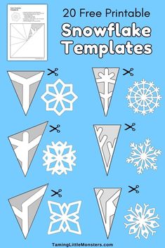 Paper Snowflake Template on a blue background Printable Snowflake Template, Snowflake Coloring Pages, Paper Snowflake Template, Free Printable Paper, Paper Snowflake Patterns, Winter Printables, Snowflake Stencil, Halloween Sensory, Snowflake Template