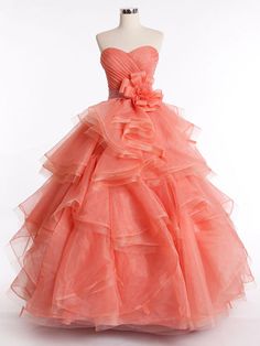 can be ordered in another color, custom size Orange Ball Gown, Cheap Quinceanera Dresses, Orange Prom Dresses, Ball Gown Prom Dress, Blue Ball Gowns, Strapless Prom Dresses, Tiered Ruffle Skirt, Sweetheart Wedding Dress, Custom Size Dresses