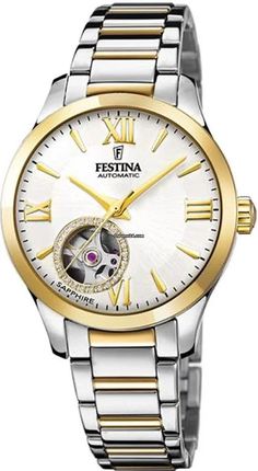 FESTINA AUTOMATIC -F20489/1 :KY Style Smart, Retro Shape Watch Rounded Gender Woman Collection Automatic Warranty Yes | 2 Year | Official Presentation Box  Box / Package Yes Official Presentation Box SPECIFIC FUNCTIONS Display Analog  Functions (List) 3 Hands  Movement Automatic  Crown Pull W.R. 5 Bar  OTHER FEATURES Case Material Plated Steel, Steel  Strap Plated Steel, Steel  Glass Sapphire  Dial Color Grey, Golden Color Needles Golden Bracelet Color Golden, Grey Diameter without Crown 33.40 m Hands Movement, Golden Bracelet, Box Package, Watch For Women, Womens Watches Luxury, Golden Color, Luxury Beauty, Luxury Watch, Jaeger Watch